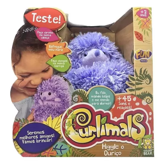 Pelúcia Interativa Curlimals Higgle o Ouriço Com Som