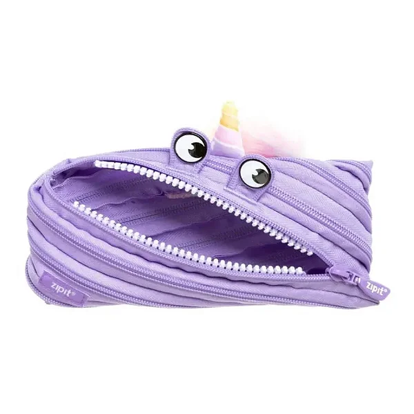 Estojo Escolar Creature Monster Unicórnio Roxo Zipit