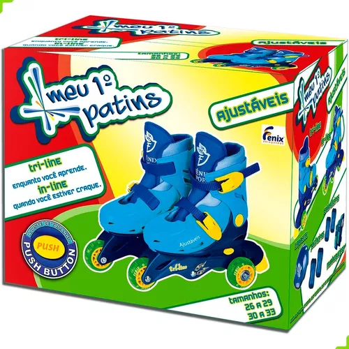 Meu Primeiro Patins Tri-line Ajustáveis Com Acessórios 30 ao 33 Azul