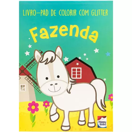 Livro-Pad De Colorir Com Glitter Fazenda