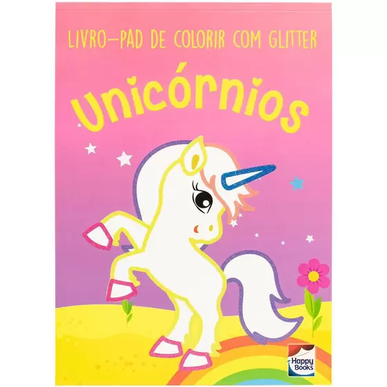 Livro-Pad De Colorir Com Glitter Unicórnios