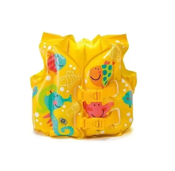 Boia Colete Infantil Peixinhos Amarelo