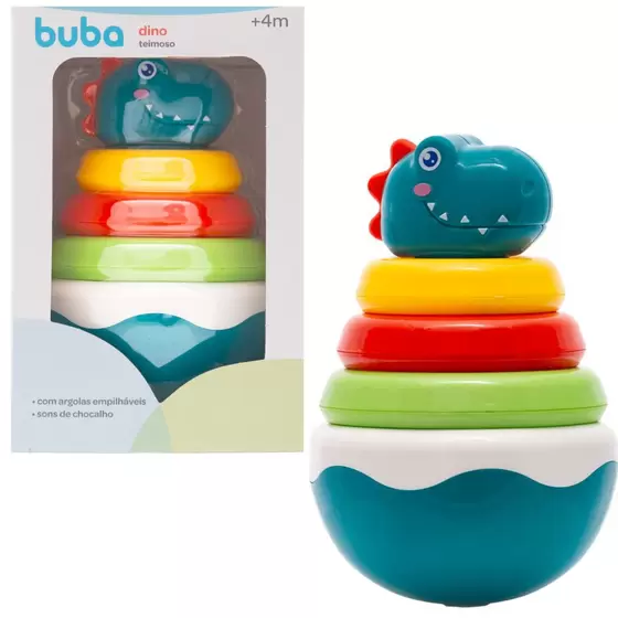 Brinquedo Dino Teimoso com Argolas e Chocalho