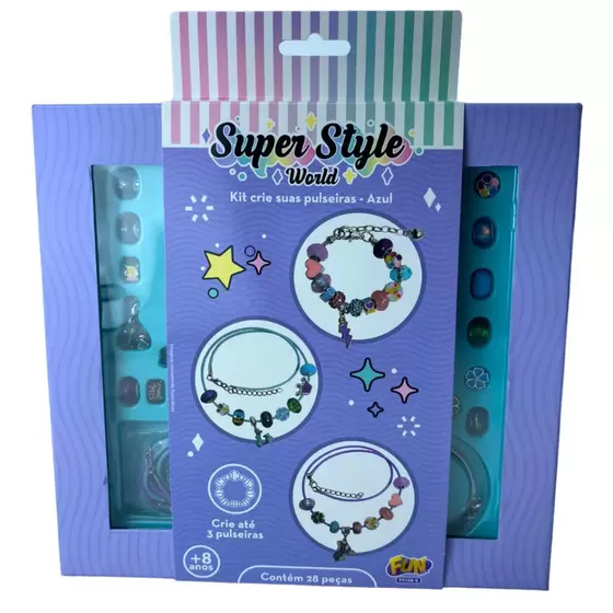 Kit Crie Suas Pulseiras Azul Berloques Pingentes