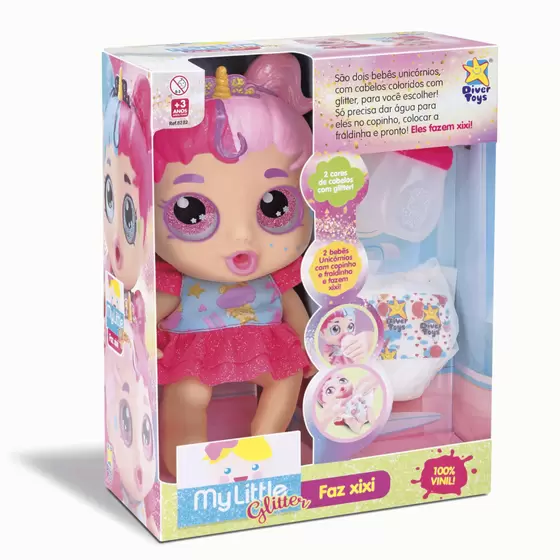 Boneca My Little Cabelo Com Glitter Faz Xixi Sortidos