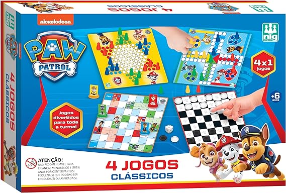 Conjunto de Jogos Clássicos Kit 04 em 01 Patrulha Canina