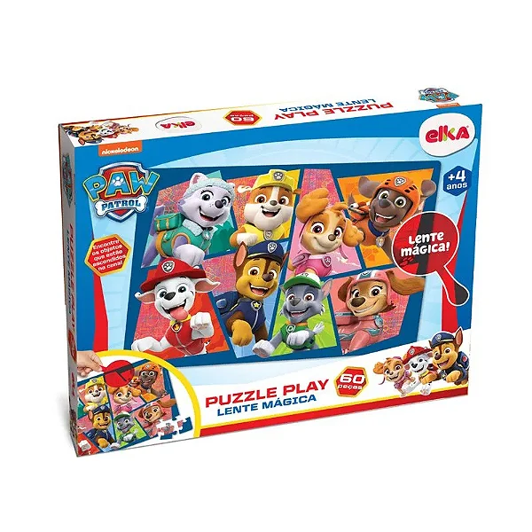 Quebra-Cabeça Puzzle Play Patrulha Canina Lente Mágica 60 Peças