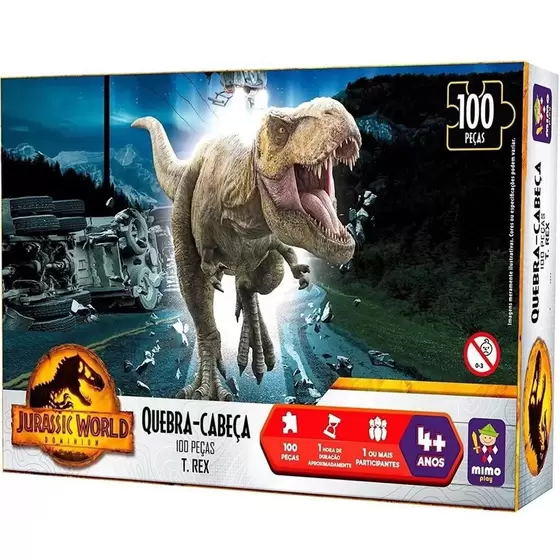 Quebra-Cabeça Jurassic Park Caçada T- Rex 100 Peças