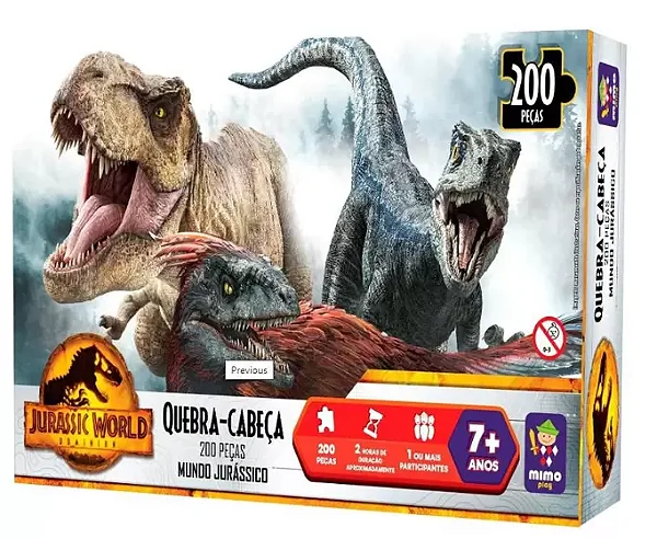 Quebra-Cabeça Jurassic World Mundo Jurássico 200 Peças