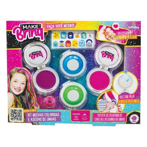 Kit Mechas Coloridas E Adesivos De Unhas