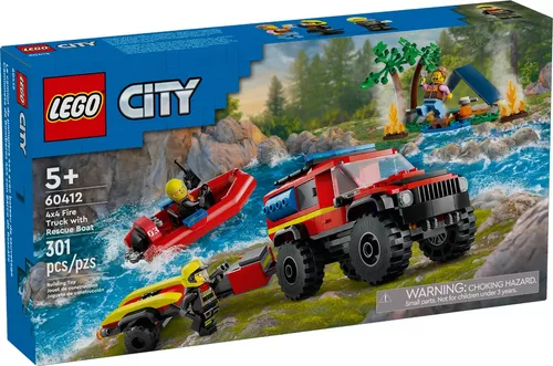 Lego City Caminhão Bombeiros 4x4 Com Barco De Resgate