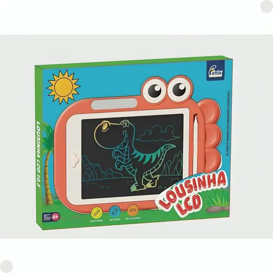 Lousa Mágica Infantil Dino Rosa Tela LCD
