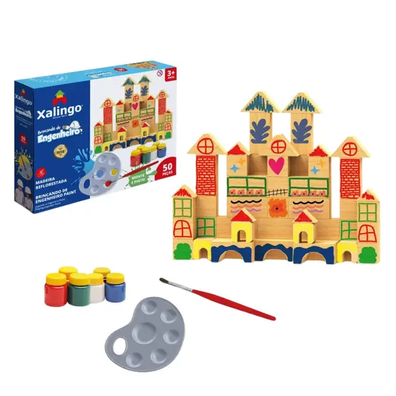 Brinquedo Infantil Brincando De Engenheiro Paint 50 Peças