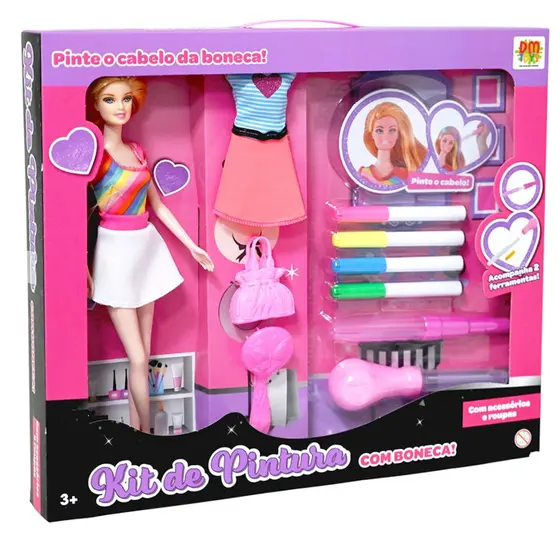 Kit De Pintura C/ Boneca e Acessórios