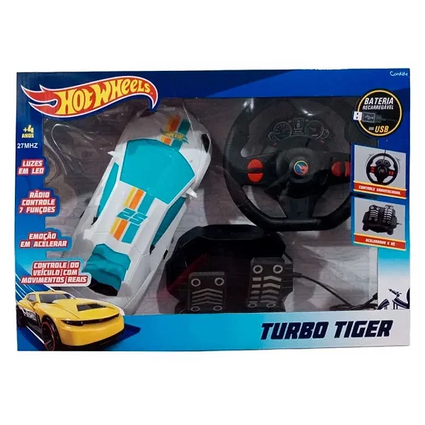 Veículo Controle Remoto 7 Funções Hot Wheels Turbo Tiger