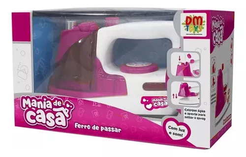 Ferro De Passar Rosa Luz e Som Mania De Casa