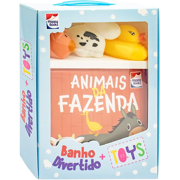 Livro Banho Divertido + Toys Animais da Fazenda