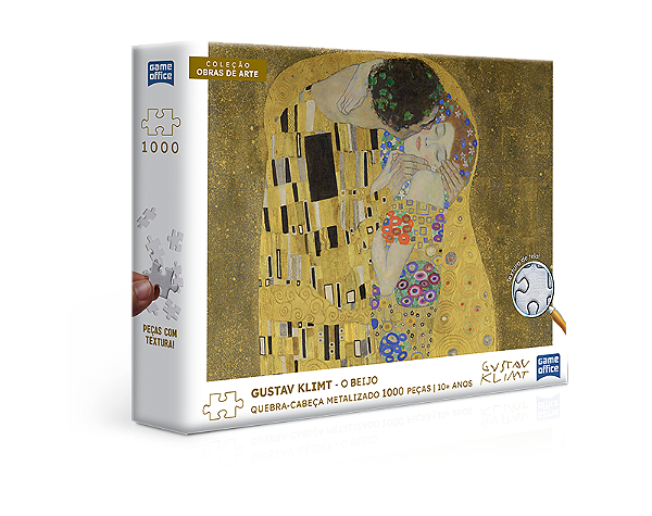 Quebra-Cabeça Metalizado o Beijo Gustav Klimt 1000 Peças