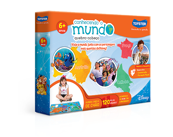 Quebra-Cabeça Conhecendo o Mundo Disney Grandão 120 Peças