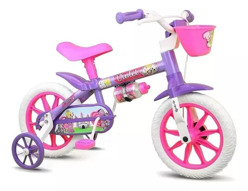 Bicicleta Infantil Aro 12 Com Rodinhas Violet