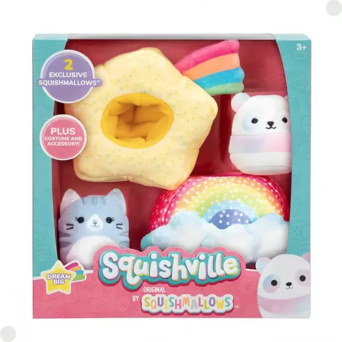 Pack Com 02 Pelúcias Squishville Com Acessórios Squishmallows Sortidos