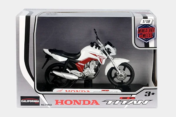 Moto Honda Cg Titan 150 Branca 1/18
