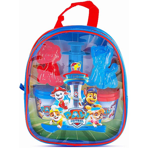 Mochila Patrulha Canina c/ 02 Potes De Massinha Sortidos