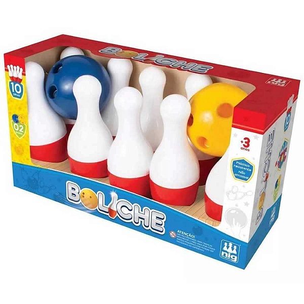 Jogo De Boliche Infantil Com 10 Pinos e 02 Bolas