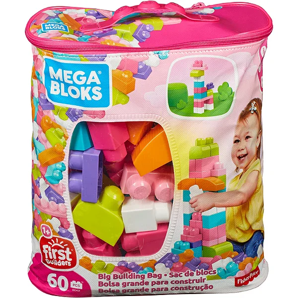 Mega Bloks Sacola Grande 60 Peças Rosa