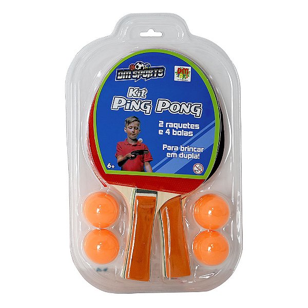 Kit Ping Pong 02 Raquetes e 04 Bolinhas