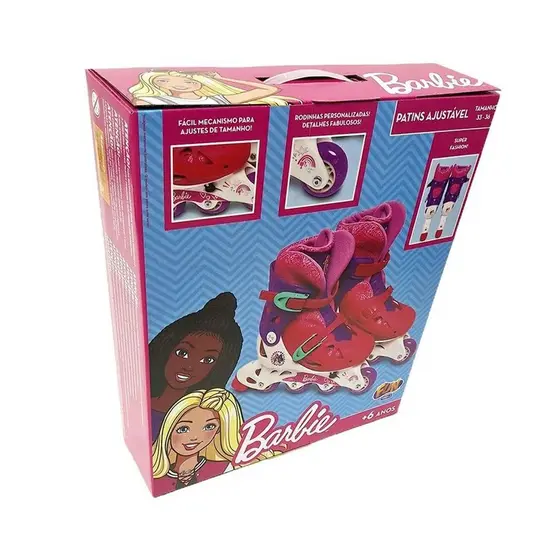Patins Infantil Barbie Ajustável 33 a 36