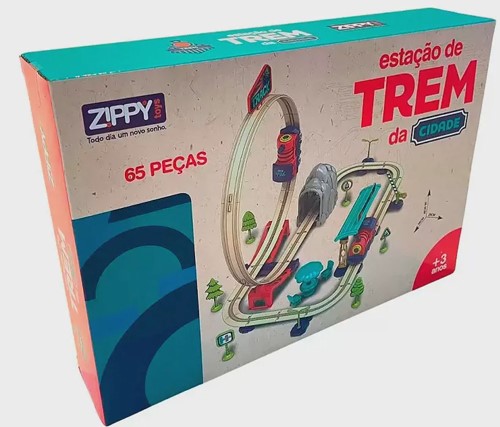 Pista Estação De Trem Com Looping 65 Peças