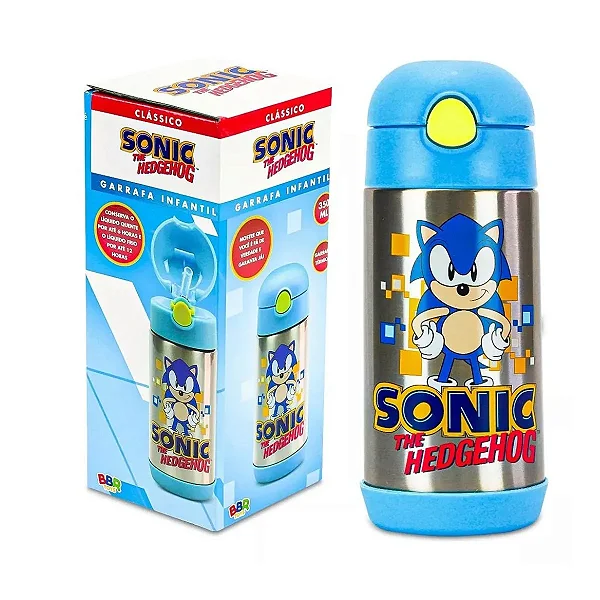 Garrafa Térmica Infantil Do Sonic Com Canudo Silicone