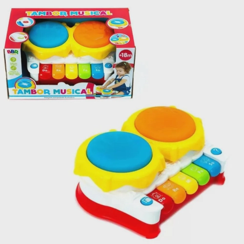 Brinquedo Infantil Piano Tambor Musical c/ Luz Som