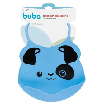 Babador de Silicone com Pega Migalhas Azul