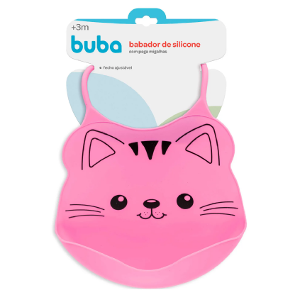 Babador de Silicone com Pega Migalhas Rosa