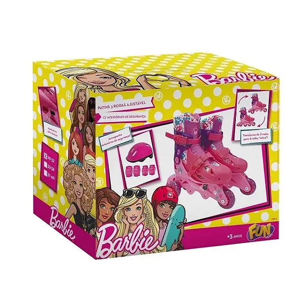 Patins Barbie 03 Rodas Ajustável 29 Ao 32
