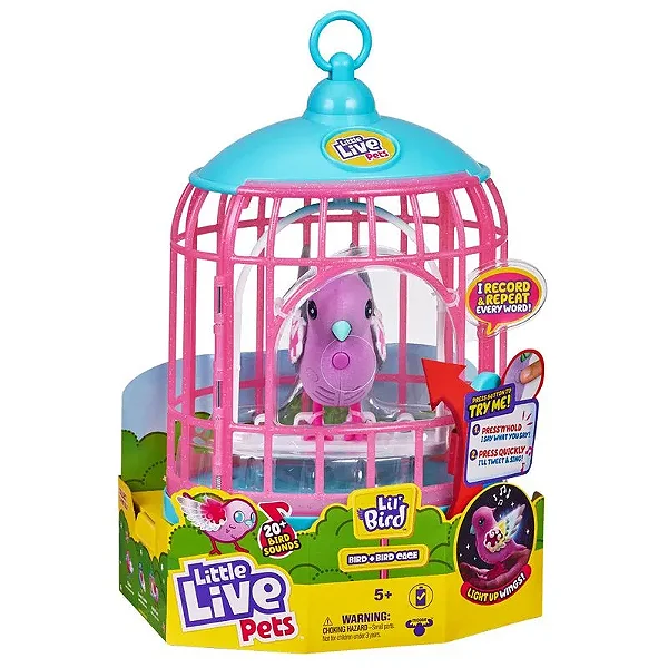 Little Live Pets Passarinho na Gaiola Som e Luz