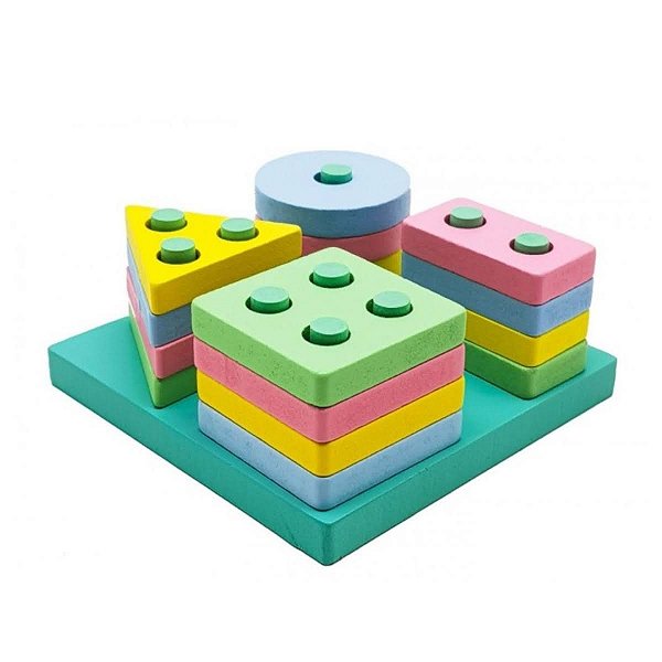 Brinquedo Didático Encaixe Formas e Cores MDF