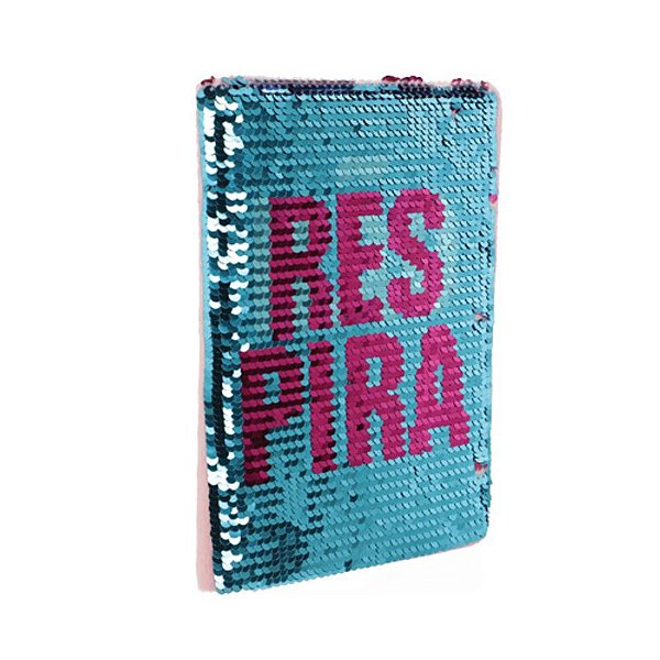 Caderno escolar com lantejoulas