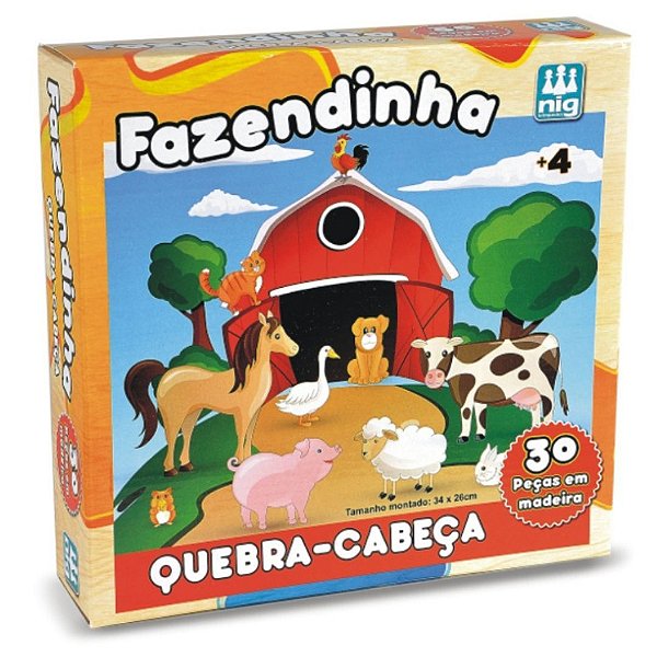 Quebra-Cabeça Educativo Fazendinha 30 Peças