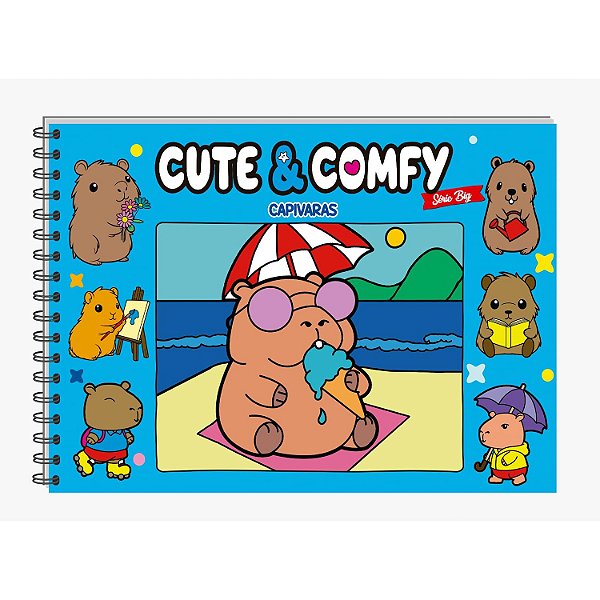 Cute & Comfy Série BIG - Capivaras: Livro de Colorir Adulto - Capa Dura Holográfica