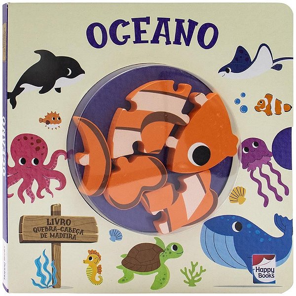 Livro Quebra-Cabeça de Madeira Oceano