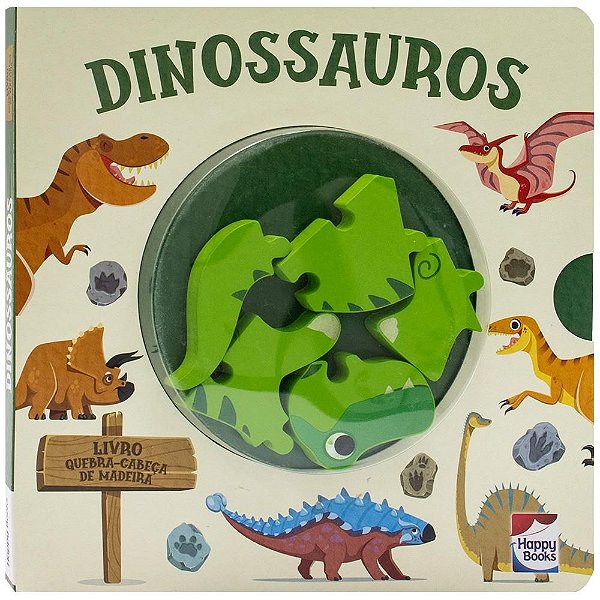 Livro Quebra-Cabeça de Madeira Dinossauro