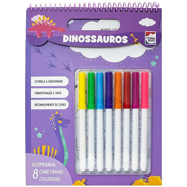 Livro de Colorir Dinossauros Mundo Colorido - Happy Books