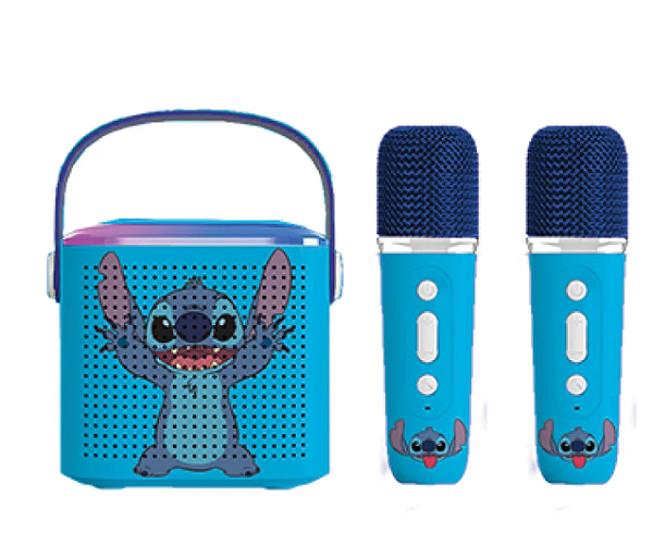 Caixa de Som Bluetooth Karaokê Infantil Stitch - Bateria recarregavel