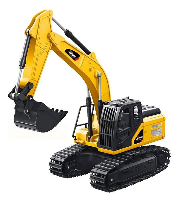 Escavadeira De Controle Remoto Com Pá Móvel Multikids Br2312 Amarelo Escavadeira Amarela