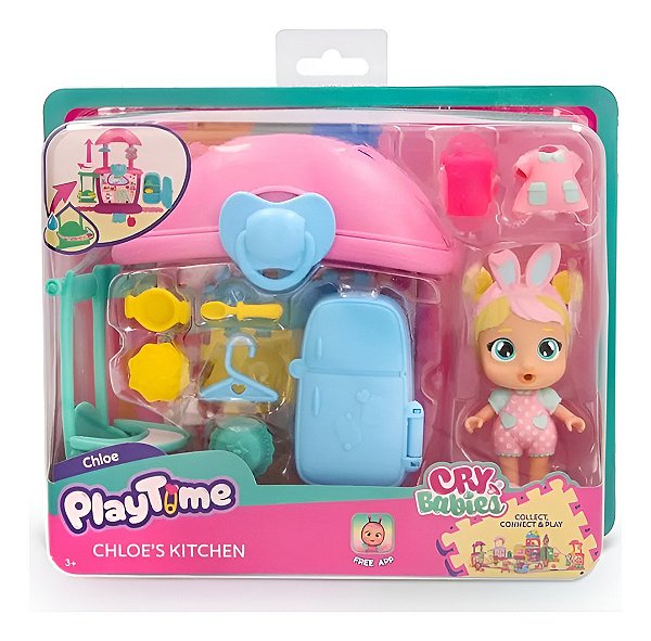 Boneca Cry Babies Playtime Cozinha Da Chloe Multikids