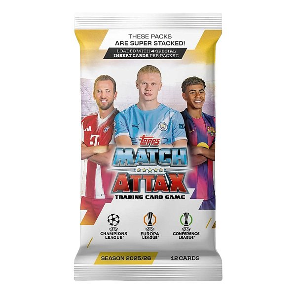 TCG Match Attax UEFA 2025/2026 - Pacote com 12 Cards