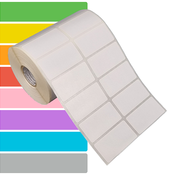 Etiqueta adesiva 50x25mm 5x2,5cm (2 colunas) Couche p/ Zebra Argox Elgin - Rolo c/ 2142 (30m)